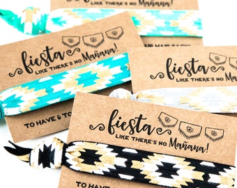 Hair Tie Bridal Shower Favor | Jade Black + Gold Aztec Hair Tie Favors, Tribal Print Boho Hair Tie Favor, Gold Boho Bachelorette Favor