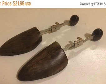 NEW LOW PRICE Pair of Vintage shoes stretcher wooden and metal from the 1950's adjustable