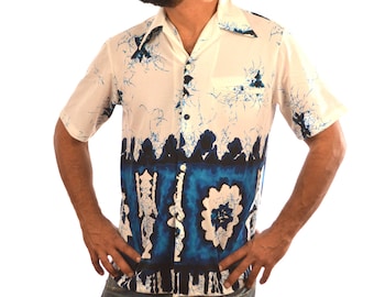 Vintage 1970s Malihini Hawaii Polyester Tunic Shirt