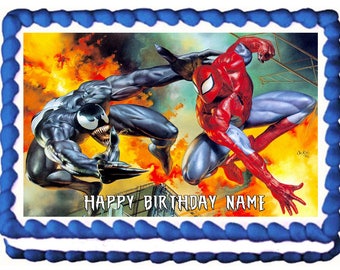 SPIDERMAN AND VENOM edible cake topper party Image