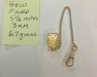 1910s Pocket Watch Chain Gold Filled 5 1/2 inches 3mm 6.7 grams
