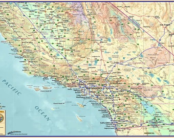Colorful Southern California Wall Map