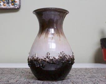 Glit, Iceland: Vintage Icelandic Real Volcanic Lava Ceramic Vase in Brown and Grey