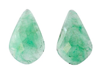Natural Emerald : 17.50cts.100% Natural Emerald Gemstone Fancy Shape Checker Cut for Earring 17*27