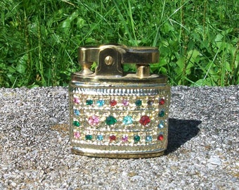 Vintage Star Lite Ornate Gem Stone Rhinestone Cigarette Lighter