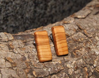 Olive Wood Earrings, stud earrings, stainless steel posts