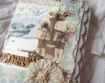 Spring Beauties, fabric and lace junk journal TUTORIAL printable kit.