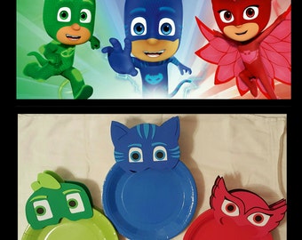 PJ Masks Vinyl Sticker Set in color  Cat Boy  Owlette and