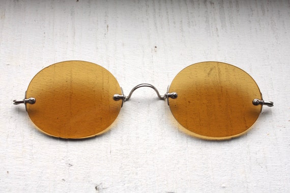 Items Similar To Rare Antique 1800s Sharpshooter Sunglasses Rare Victorian Amber Yellow 8453