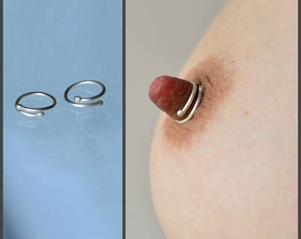 Pair of Simple non piercing nipple rings sterling silver ring nipple clamps non piercing erotic sexy adult intimate accessories