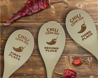 Chili Cook-Off Wood Spoon Prizes, First Place, Second Place, Third Place Awards, Chili Cookoff Wooden Spoons