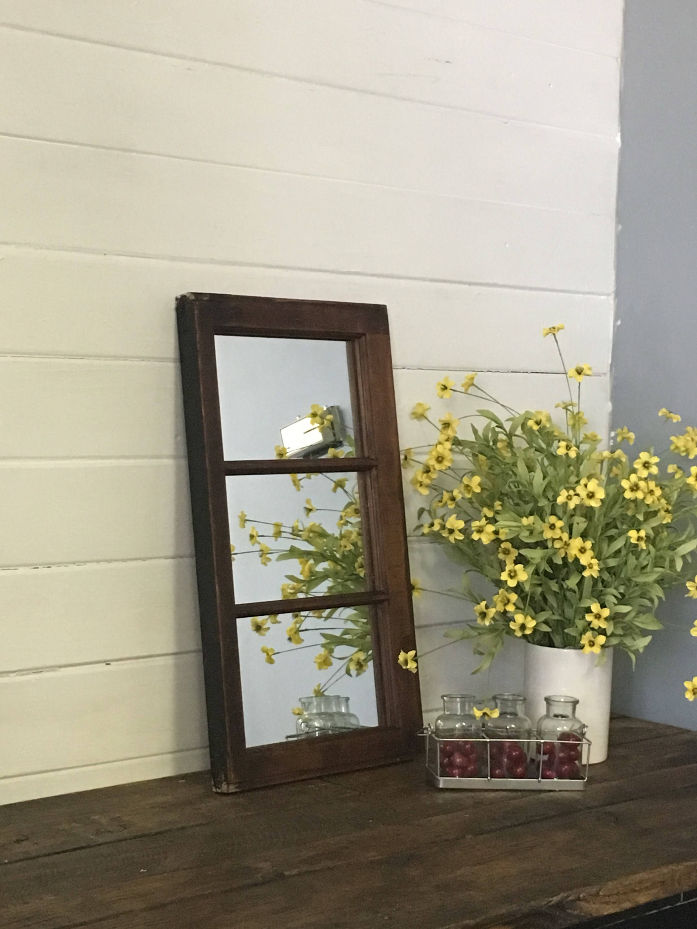 Wood Mirror Window Living Room Wall Decor Zoom