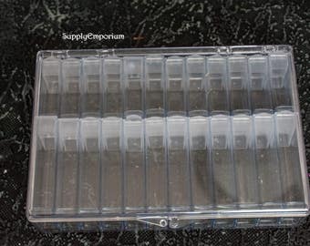 Clear Acrylic Bead Organizer Case with Flip Top Storage Tubes, Hinged Box with Flip Top Tubes for Beads, Eyelets Finding and More, STYLE 1