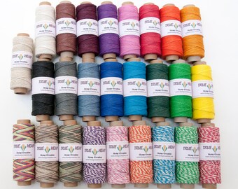 NATURAL HEMP TWINE - Package of 10 True Hemp Spools - 1mm 20lb - 205feet/ 62m - 50gram per spool - Choose Your 10 Colors