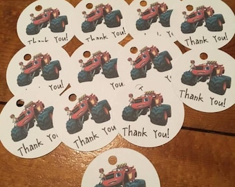 12 Blaze Party Favor Thank You Tags (can be personalized)