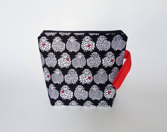 Small Knitting Project Bag, Sheep Project Bag, Sock Knitting Mini Bag
