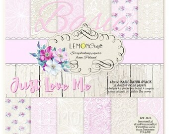 Lemoncraft Just Love Me Basic 12x12 Scrapbook Paper Stack
