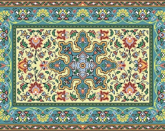 French Vintage Floral Rug Adaptation circa 1887 Counted Cross Stitch Pattern PDF Smaller Version Pattern PDF
