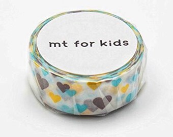 MT washi tape, decorative adhesive tape with colored hearts, manual work and scrapbooking
