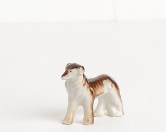 Vintage Brown Afghan Hound Figurine, Ceramic or Bone China Dog Miniature