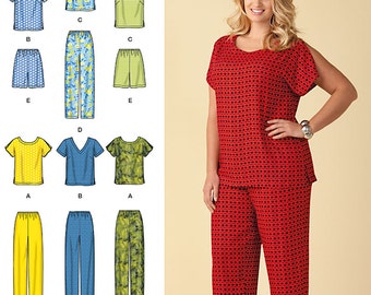 Simplicity Pattern 1446 Six Made Easy Pull on Tops and Pants or Shorts for Plus