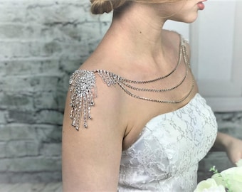 Crystal shoulder necklace bridal shoulder jewelry rhinestone necklace wedding jewelry bridal straps necklace crystal bolero body jewellery