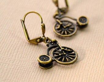 Tiny Tricycle Earrings Vintage Drop Earrings Leverback Earrings Small Drop Earrings Small Dangle Earrings Christmas Earrings Gifts for Her