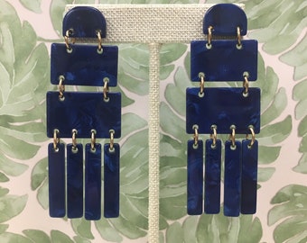 Blue Geometric Earrings