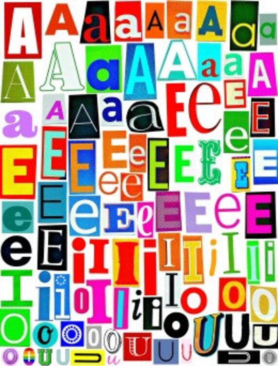 Multicolor Vocales Letras A E I O U Para Imprimir Digital