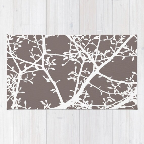 Brown Area Rug Magnolia Tree Branches Area Rug Modern