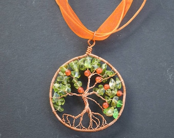 Copper and Glass Tree of Knowledge Pendant