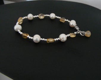 Bracelet Citrine and Freshwater pearls
