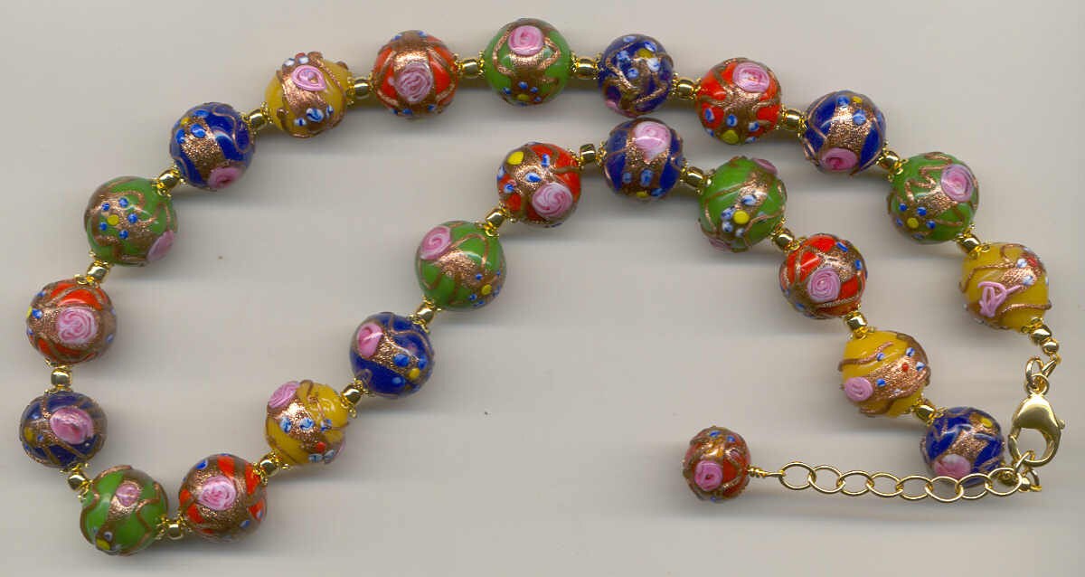 Vintage Italian Wedding Cake Beads Murano Glass