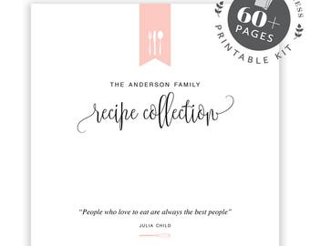 Recipe Binder Printable Kit, Blank Recipe Book, Editable Recipe Template, Recipe Book, Recipe Organizer, DIY Recipe book, Cookbook Template