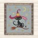 Buy 2 get 1 free Cat Halloween Cross Stitch Pattern cat witch scary home decor witch hat crazy cat on a broom HandMade spider pattern