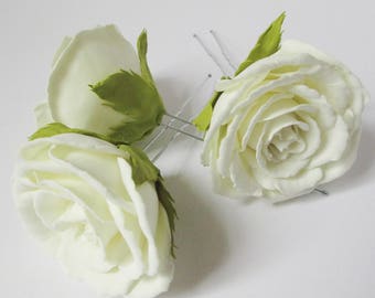 Wedding hair pins Flower hair pins Bridal hair pin White hair pins Set bridal hair pins Bridesmaid accessory Traditional wedding Rose hair
