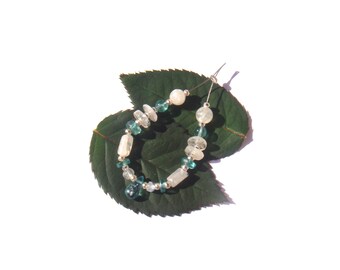 Apatite and Rainbow Moonstone in the sky: MIC drop 9 mm x 4 mm and 16 beads assortment