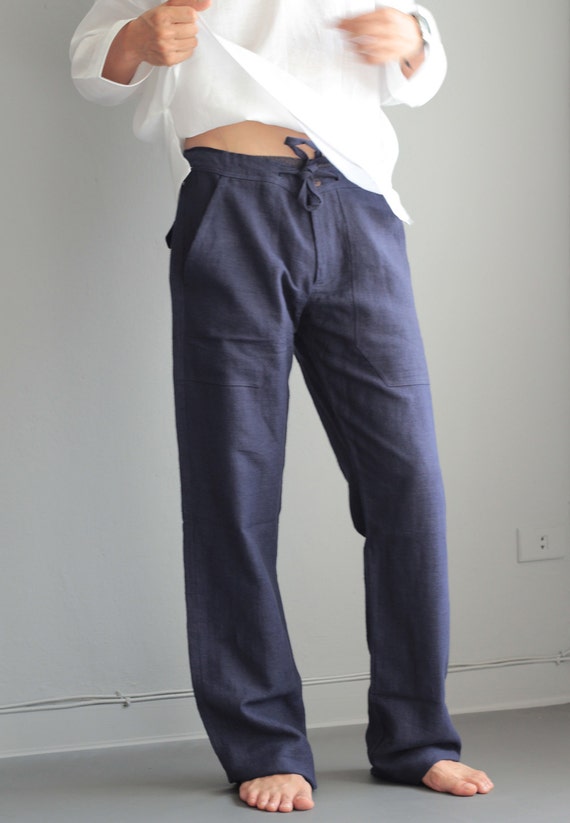 Men's 100 percent hemp pants..Natural colour Size M P