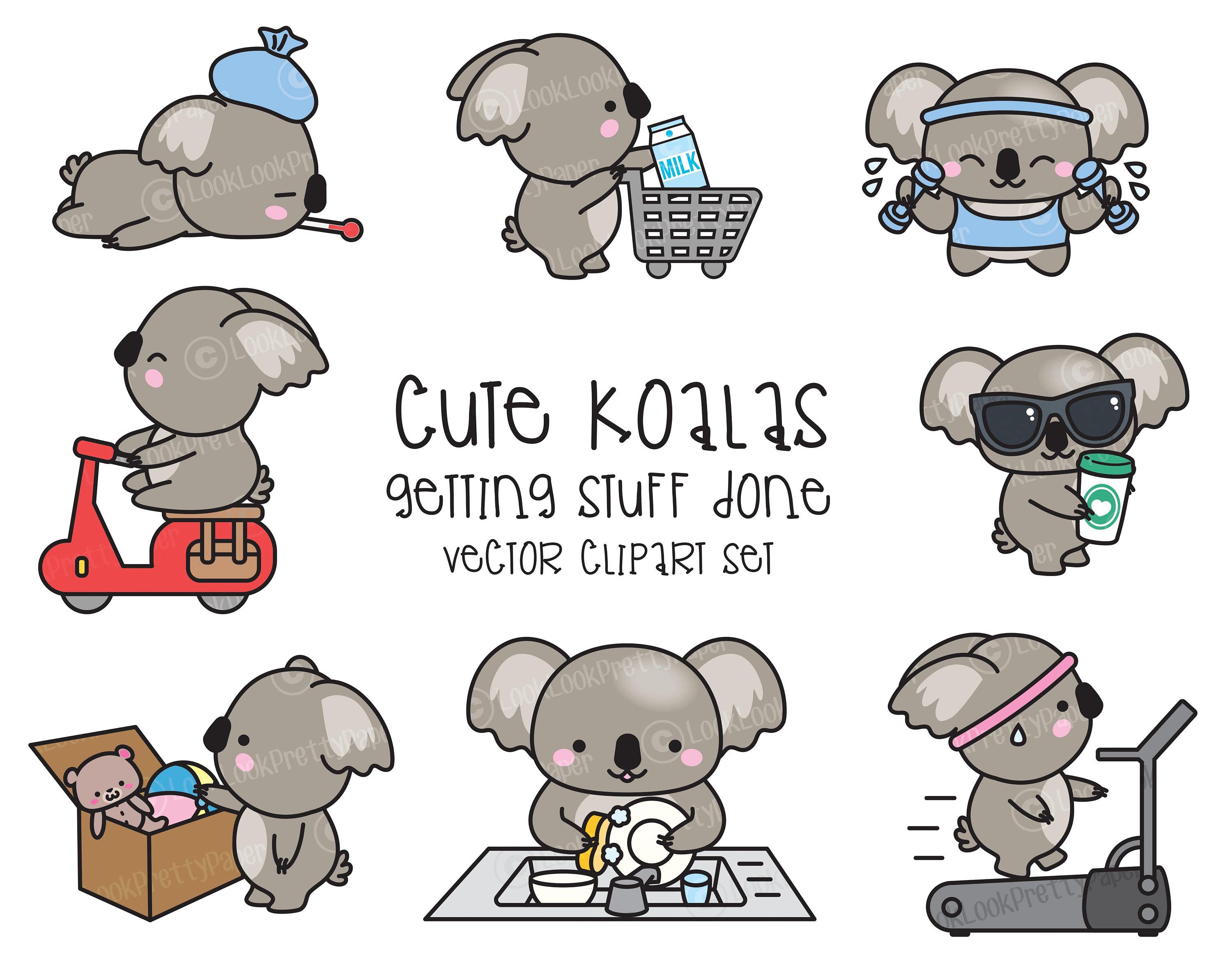 Download Premium Vector Clipart Kawaii Koala Cute Koala Planning