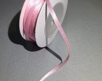 Double faced 3 mm baby pink satin ribbon