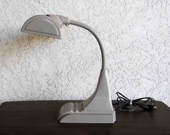 Vintage Art Deco Streamline Desk Lamp in Grey. Circa 1950's.