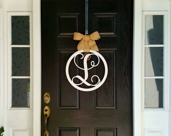 Wooden Circle Monogram, housewarming gift, Circle Initial, Wooden Circle Door Hanger, Wooden Monogram Circle, Wooden Monogram Door, new home