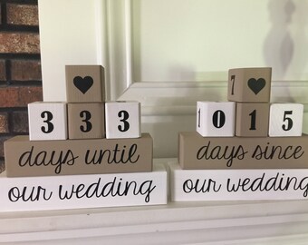 2-sided wedding countdown blocks, engagement gift,countdown to wedding, bride's gift,days until wedding,wedding, countdown block, photo prop