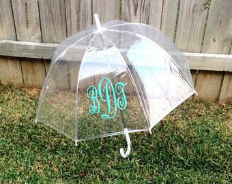 Adult Size Monogrammed Umbrella. Bubble Clear Umbrella. Personalized names. Rainy Days. Bridesmaid Gifts. Teacher presents. Birthday. Custom