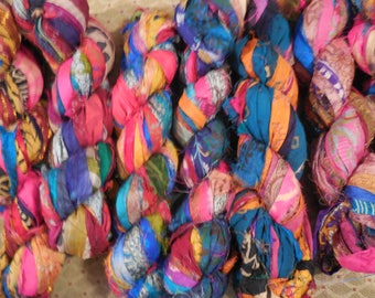 NEW 50 Yards, Wild About Prints, Sari Silk Ribbon, Fair Trade from India