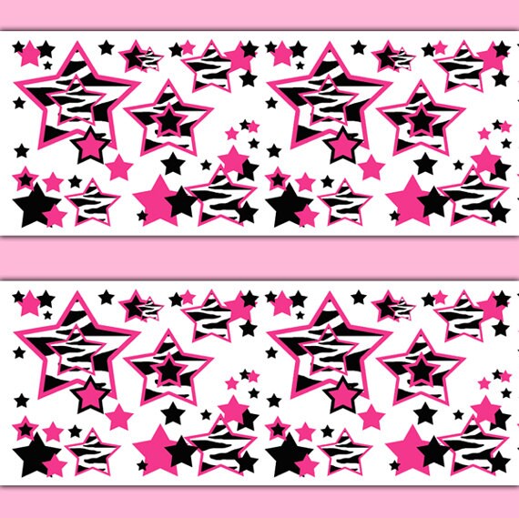 HOT PINK ZEBRA Wallpaper Border Decal Animal Print Teen Girl