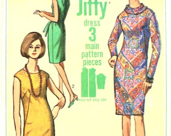 Jiffy Dress with Back Tie Collar Bust 32 Simplicity 6437 Sewing Pattern