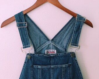 Vintage 90s Bill Blass Denim Overall Shorts with Pockets