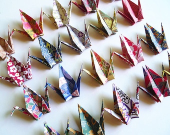 Small Japanese Chiyogami Paper Cranes in Assorted Design Origami Paper Cranes