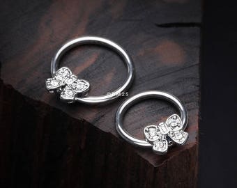 Dainty Bow-Tie Sparkle Captive Bead Ring